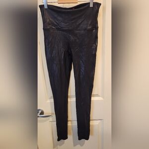SPANX Shiny Faux Leather Black Leggings
